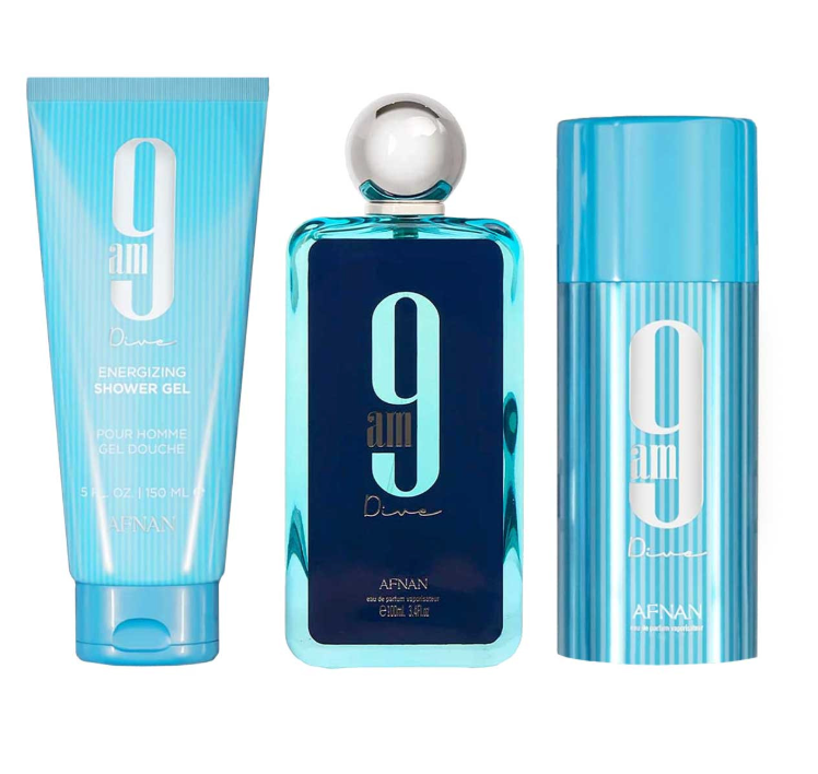 AFNAN 9AM DIVE SET 3PZS 100ML + GEL DE DUCHA 150ML + DESODORANTE 150ML