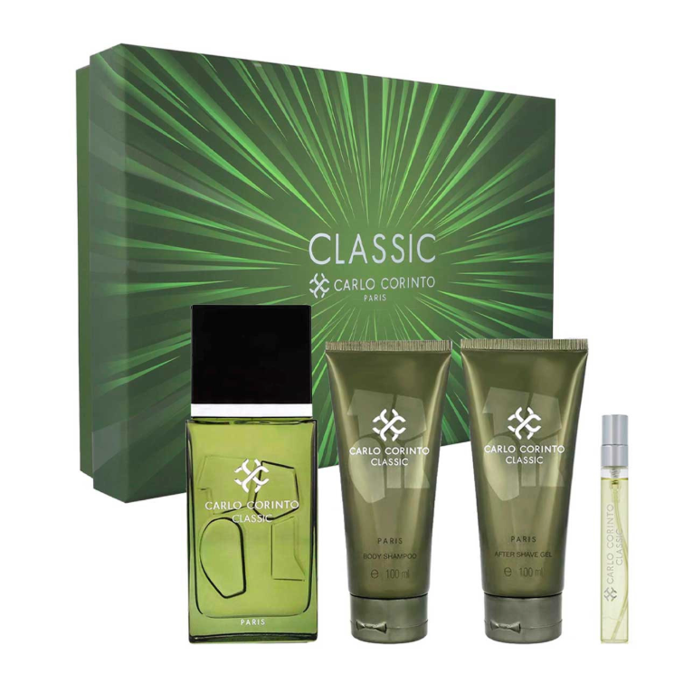 CARLO CORINTO CLASSIC SET 4 PZS 100ML + BODY SHAMPOO 100ML + AFTER SHAVE GEL 100ML + MINIATURA 100ML