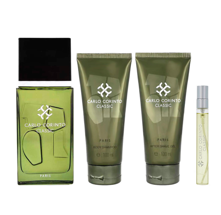 CARLO CORINTO CLASSIC SET 4 PZS 100ML + BODY SHAMPOO 100ML + AFTER SHAVE GEL 100ML + MINIATURA 100ML