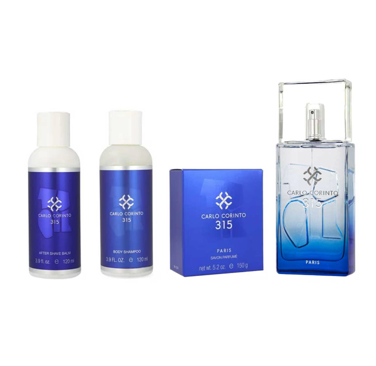 CARLO CORINTO 315 SET 4 PZS 100ML + SHAMPOO 120ML + SHOWER GEL 120ML + JABON PERFUMADO 150ML