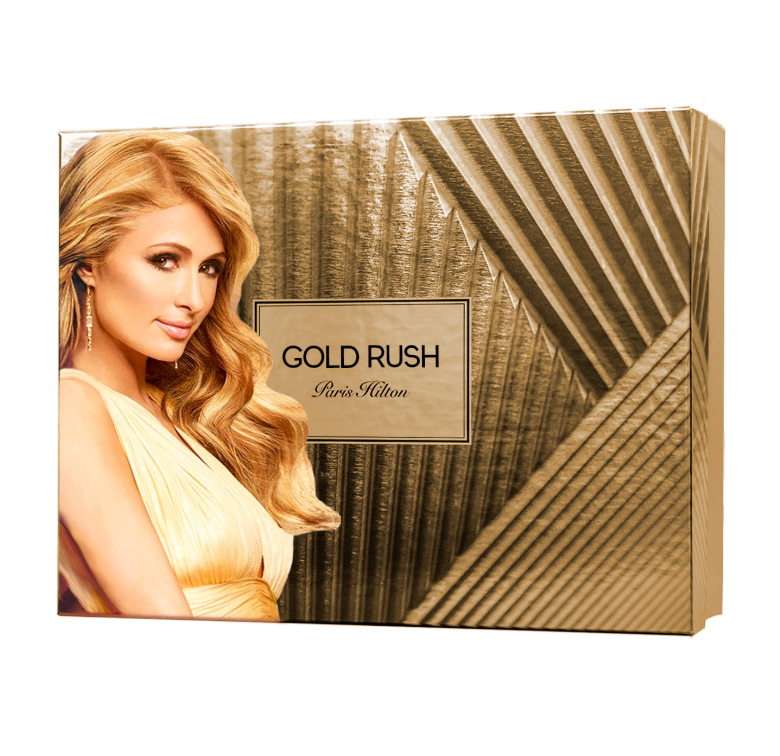 PARIS HILTON GOLD RUSH SET 4PZS DAMA EDP 100ML + CREMA CORPORAL 90ML + SHOWER GEL 90ML + MINIATURA 10ML