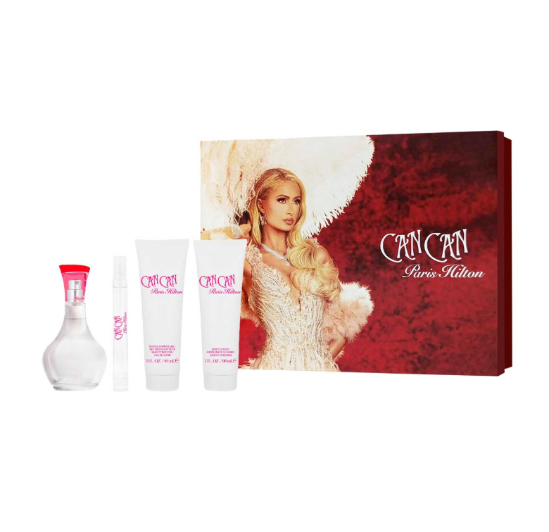 PARIS HILTON CAN CAN SET 4 PIEZAS PARA DAMA EDP 100ML + LOCION CORPORAL 90ML + GEL DE DUCHA 90ML + MINIATURA 10ML