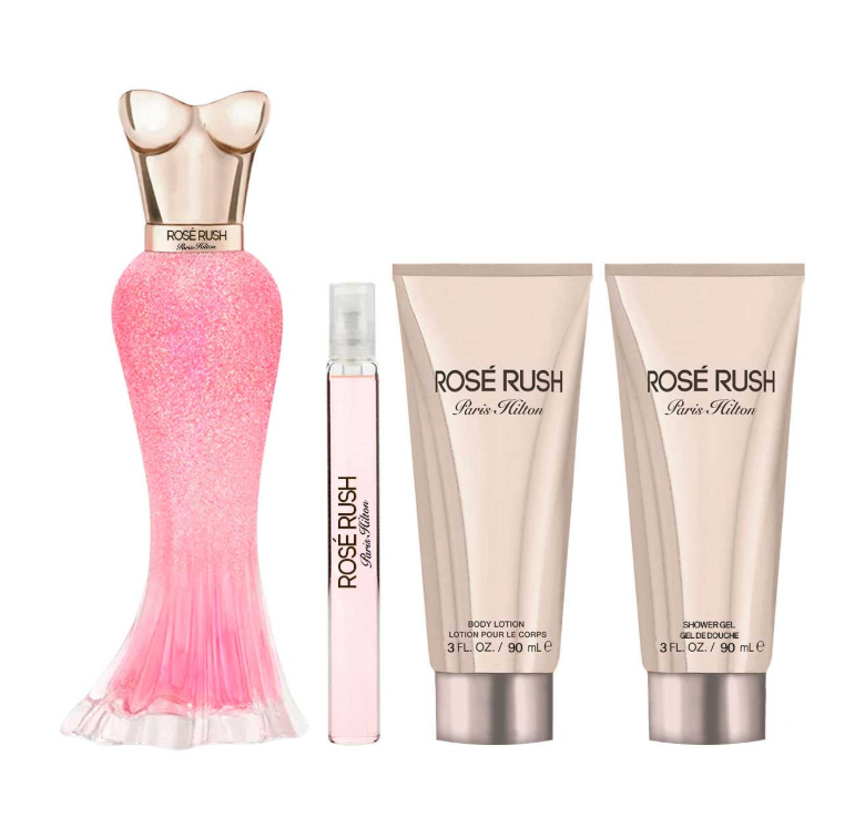 PARIS HILTON ROSE RUSH SET 4 PIEZAS DAMA EDP 100ML + CREMA CORPORAL 90ML + GEL DE DUCHA 90ML + MINIATURA 10ML