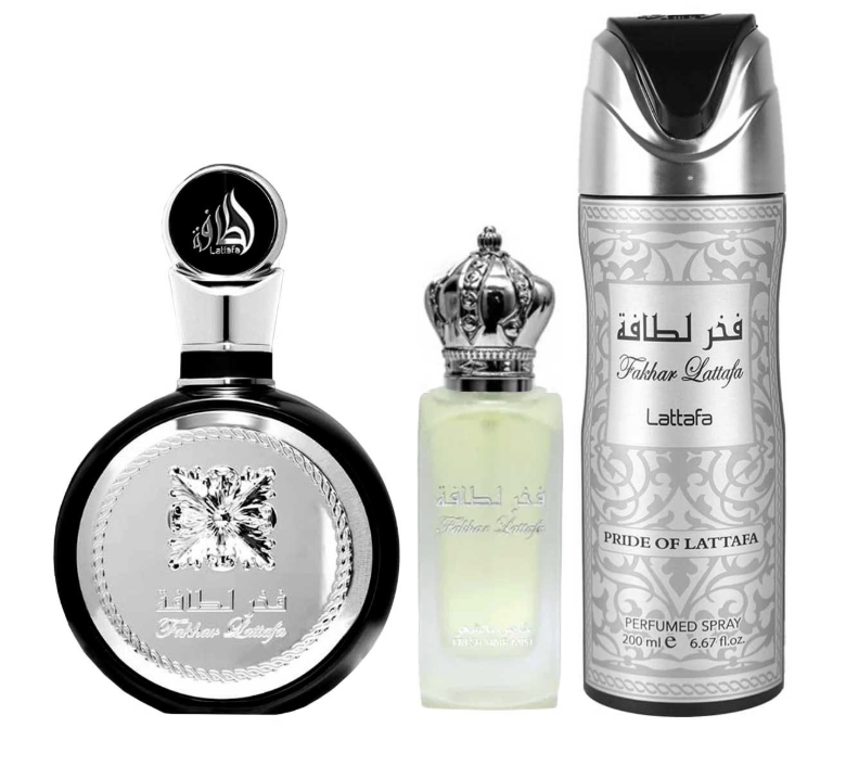LATTAFA FAKHAR BLACK SET 3 PIEZAS DAMA EDP 100ML + DESODORANTE EN SPRAY 50ML + MINIATURA 20ML
