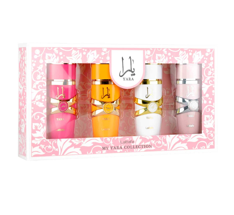LATTAFA YARA COLLECTION SET 4 PIEZAS DAMA EDP 25ML + EDP 25ML + EDP 25ML + EDP 25ML