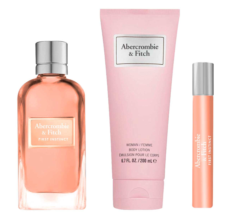 ABERCROMBIE & FITCH FIRST INSTINCT SET 3 PZS 100ML  + LOCION CORPORAL 200ML + MINIATURA 15ML
