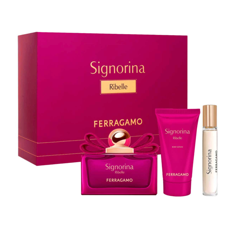 SALVATORE FERRAGAMO SIGNORINA RIBELLE ESTUCHE 3 PIEZAS DAMA EDP 100ML + BODY LOTION 50ML + MINIATURA 15ML