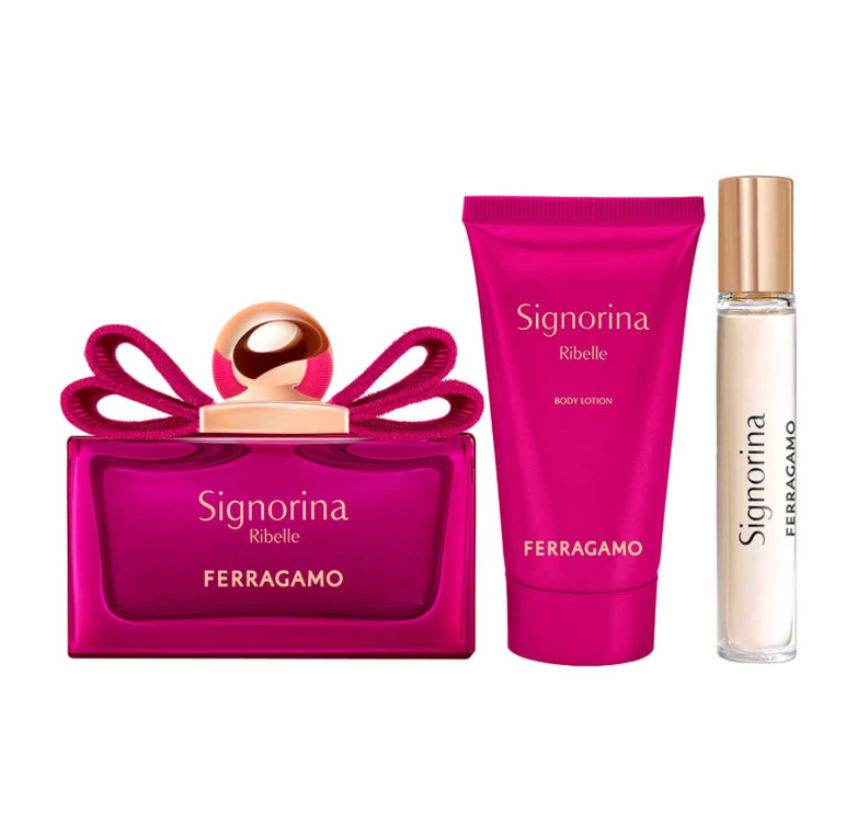SALVATORE FERRAGAMO SIGNORINA RIBELLE ESTUCHE 3 PIEZAS DAMA EDP 100ML + BODY LOTION 50ML + MINIATURA 15ML