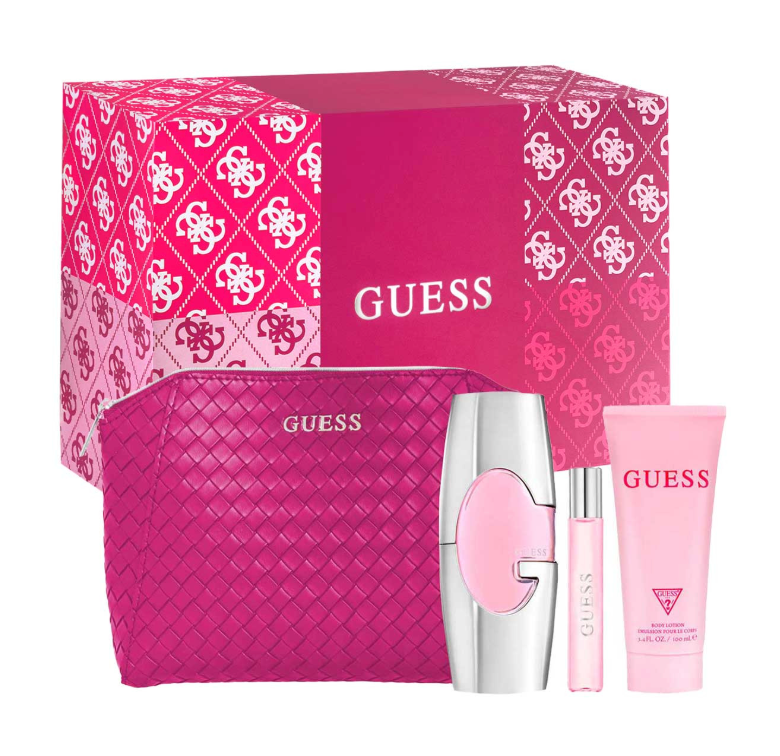 GUESS SET 4 PZS 75ML + CREMA CORPORAL 100ML + MINIATURA 15ML + COSMETIQUERA