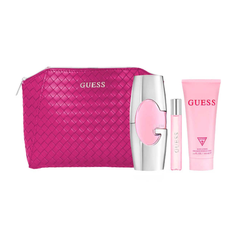GUESS SET 4 PZS 75ML + CREMA CORPORAL 100ML + MINIATURA 15ML + COSMETIQUERA