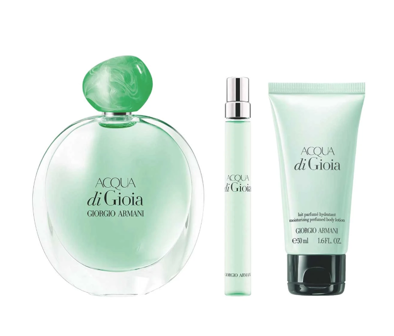 GIORGIO ARMANI ACQUA DI GIOIA SET 3 PIEZAS DAMA EDP 100ML + CREMA CORPORAL 50ML + MINIATURA 10ML