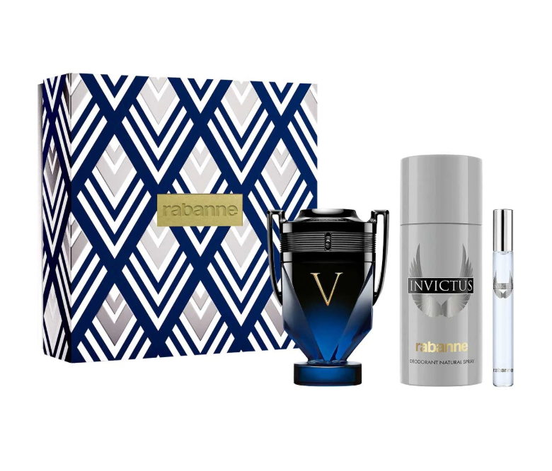 PACO RABANNE INVICTUS VICTORY ELIXIR SET 3 PIEZAS HOMBRE PARFUM INTENSE 100ML + DESODORANTE 150ML + MINIATURA 10ML