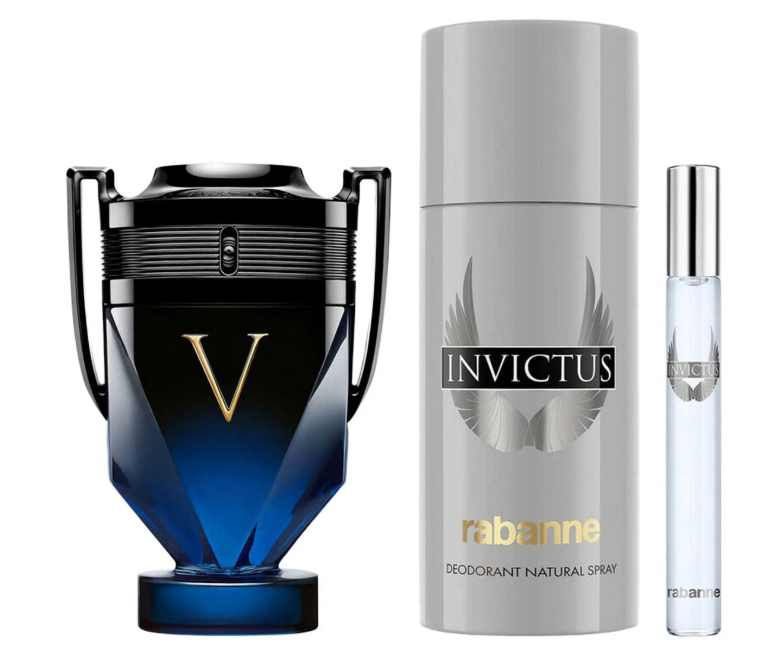 PACO RABANNE INVICTUS VICTORY ELIXIR SET 3 PIEZAS HOMBRE PARFUM INTENSE 100ML + DESODORANTE 150ML + MINIATURA 10ML