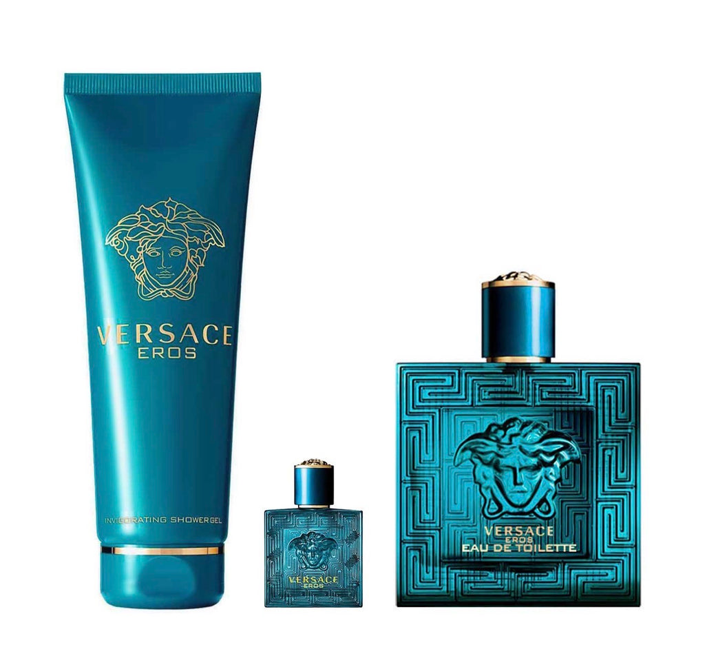 VERSACE EROS SET 3 PIEZAS HOMBRE – EDT 100ML + MINIATURA 10ML + SHOWER GEL 150ML