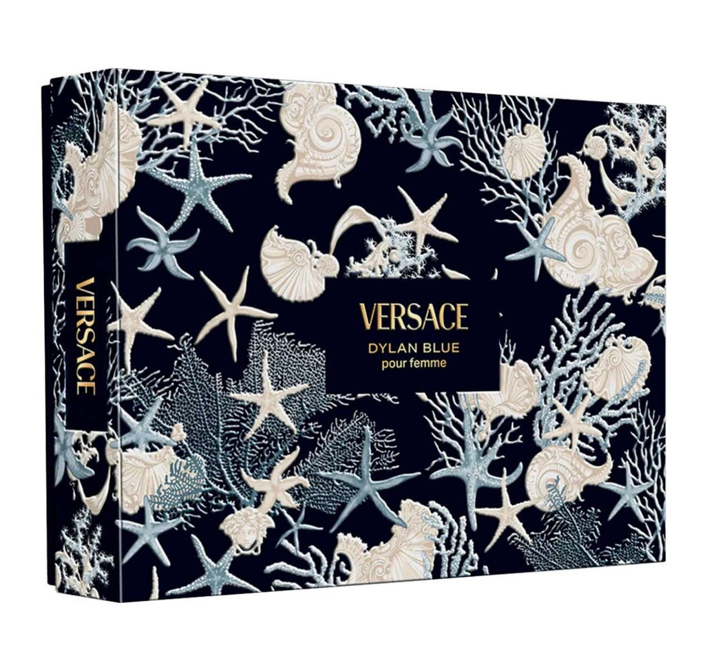 VERSACE POUR FEMME DYLAN BLUE ESTUCHE 4 PIEZAS DAMA – EDP 100ML + SHOWER GEL 100ML + BODY LOTION 100ML + MINIATURA 5ML