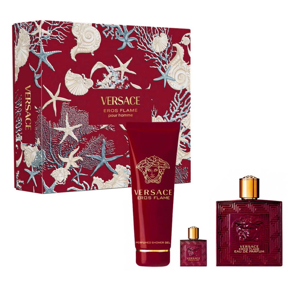 VERSACE EROS FLAME ESTUCHE 3 PIEZAS HOMBRE – EDP 100ML + SHOWER GEL 150ML + MINIATURA 5ML