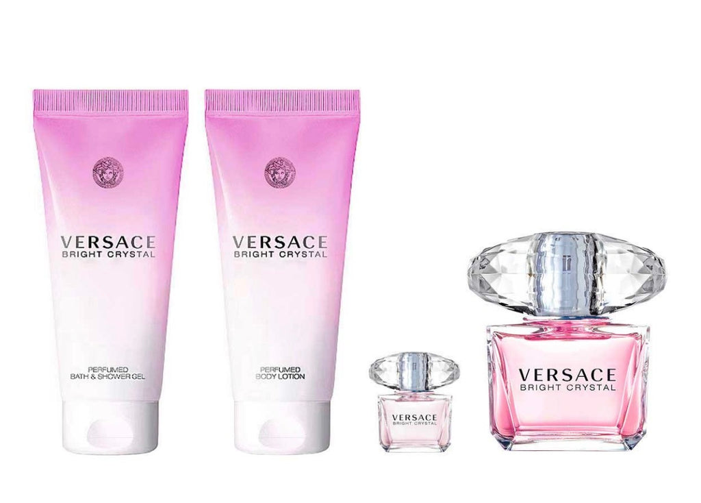 VERSACE BRIGHT CRYSTAL SET 4 PIEZAS DAMA – EDT 90ML + SHOWER GEL 100ML + BODY LOTION 100ML + MINIATURA 5ML