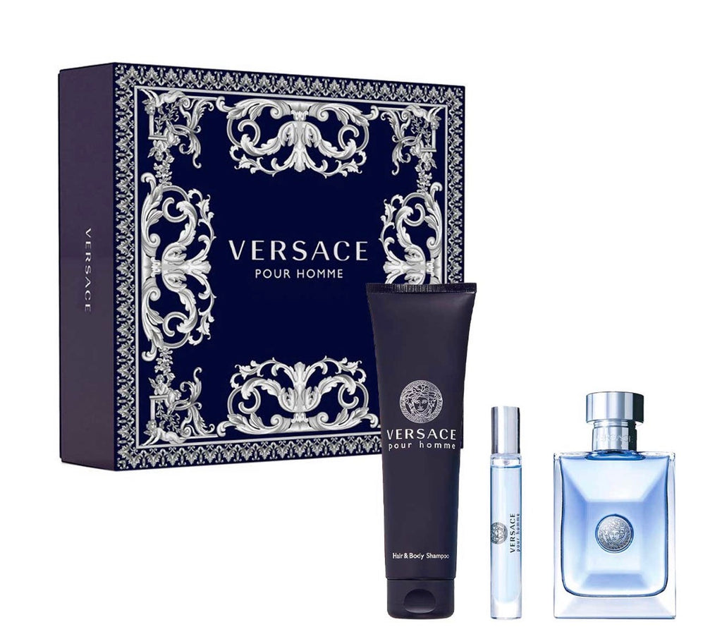 VERSACE POUR HOMME ESTUCHE 3 PIEZAS HOMBRE EDT 100ML + MINIATURA 10ML + SHOWER GEL