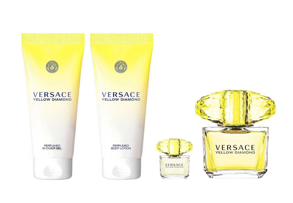 VERSACE YELLOW DIAMOND ESTUCHE 4 PIEZAS DAMA – EDT 90ML + SHOWER GEL 100ML + BODY LOTION 100ML + MINIATURA 5ML