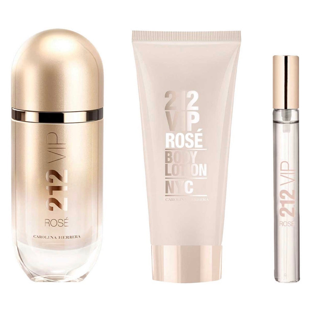 CALORINA HERRERA 212 VIP ROSE NAVIDAD SET 3 PIEZAS DAMA EDP 80ML + BODY LOTION 100ML + MINI 10ML