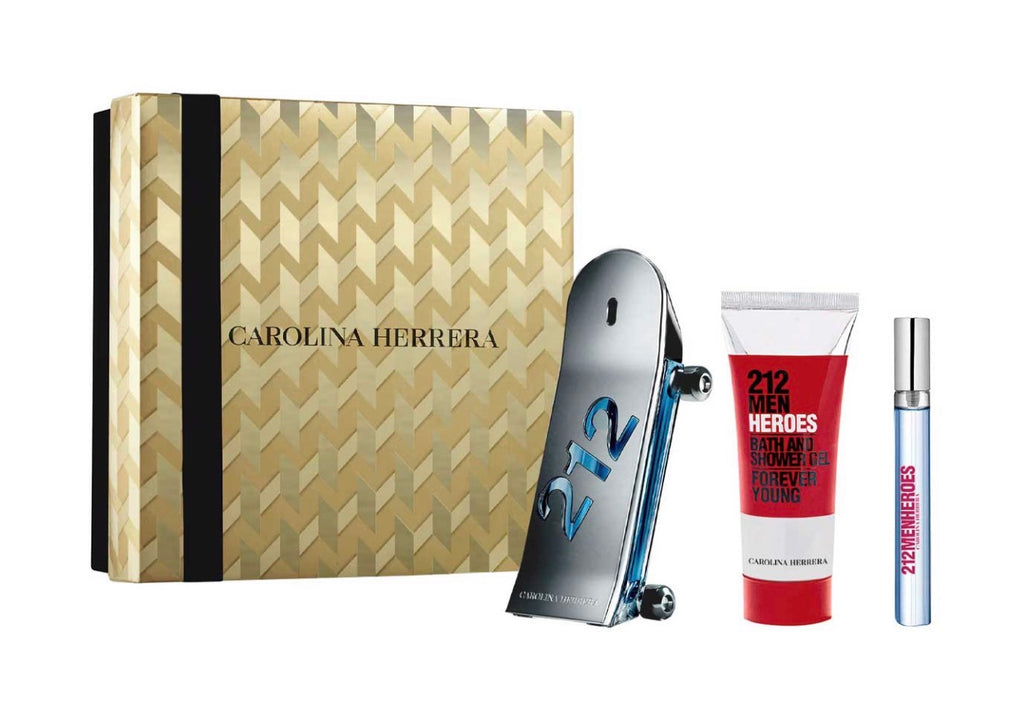 CAROLINA HERRERA 212 HEROES ESTUCHE 3 PIEZAS HOMBRE EDT 90ML + BATH & SHOWER GEL 100ML + MINIATURA 10ML