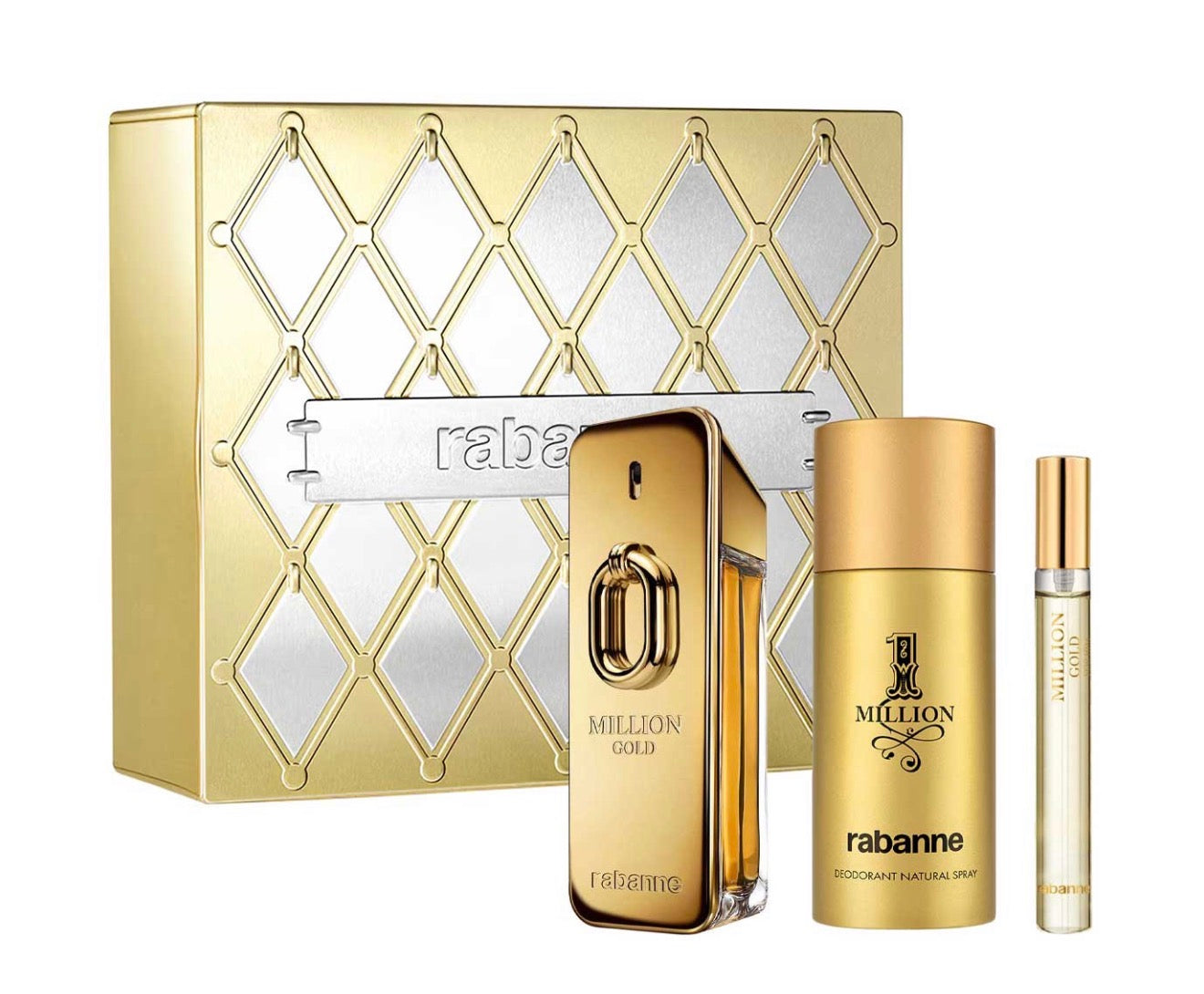 PACO RABANNE MILLION GOLD INTENSE METAL ESTUCHE 3 PIEZAS HOMBRE EDP 100ML + DESODORANTE 150ML + MINIATURA 10ML