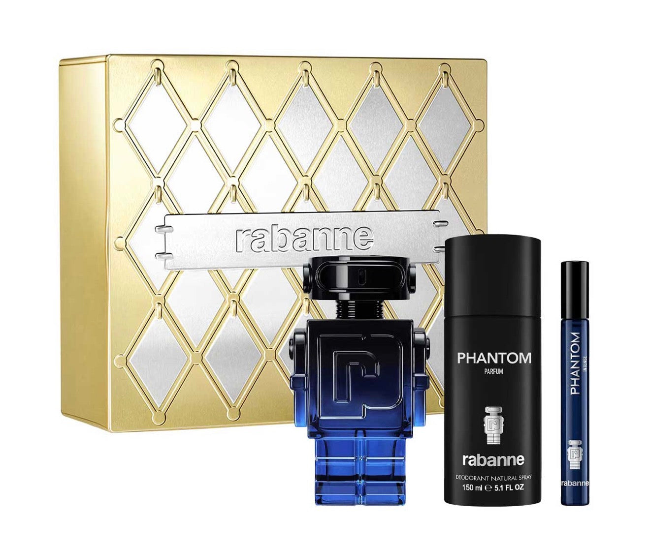 PACO RABANNE PHANTOM INTENSE METAL ESTUCHE 3 PIEZAS HOMBRE EDP 100ML + DESODORANTE 150ML + MINIATURA 10ML