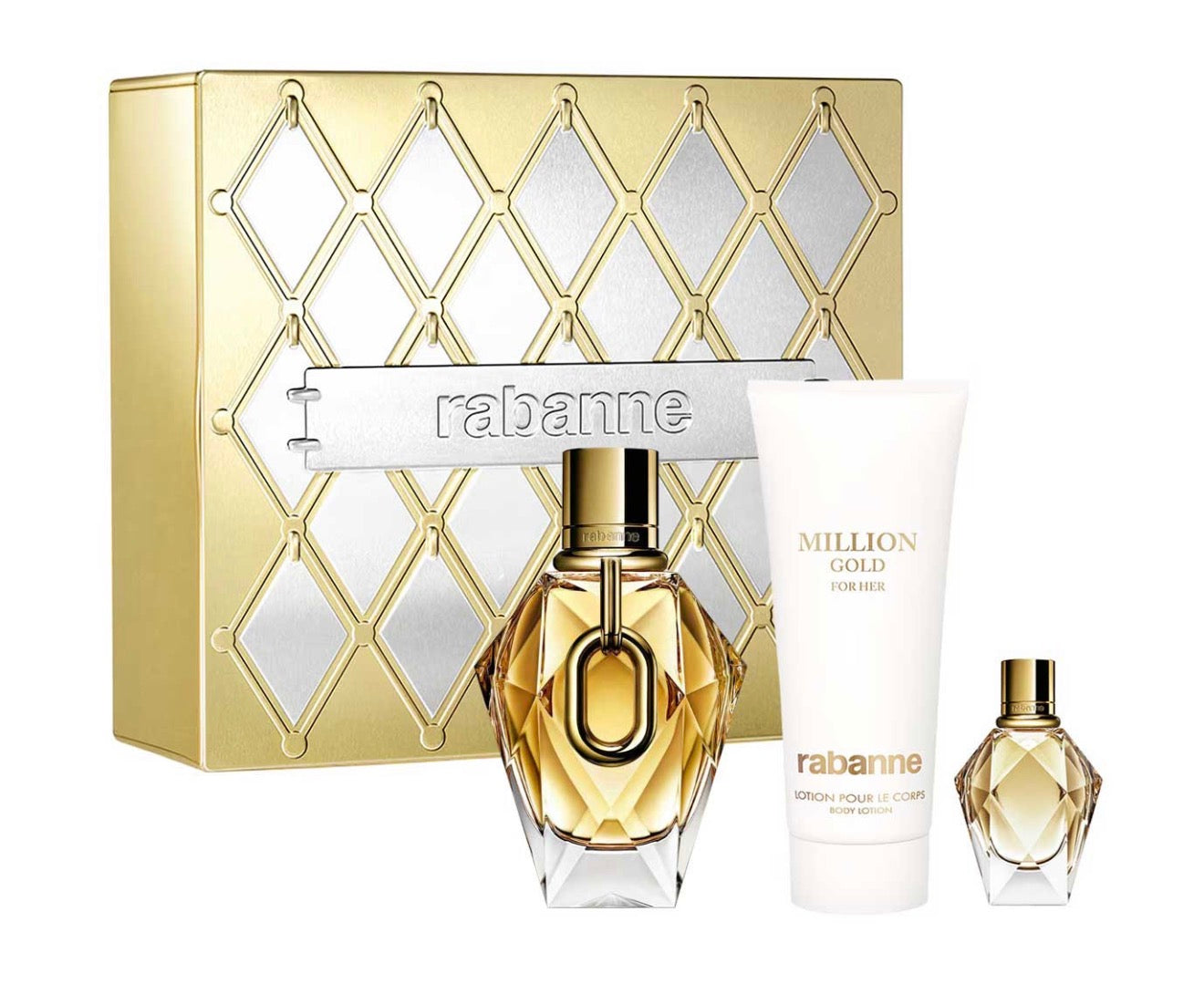 PACO RABANNE MILLION GOLD FOR HER [METAL] ESTUCHE 3 PIEZAS DAMA EDP 90ML + BODY LOTION 100ML + MINIATURA 5ML