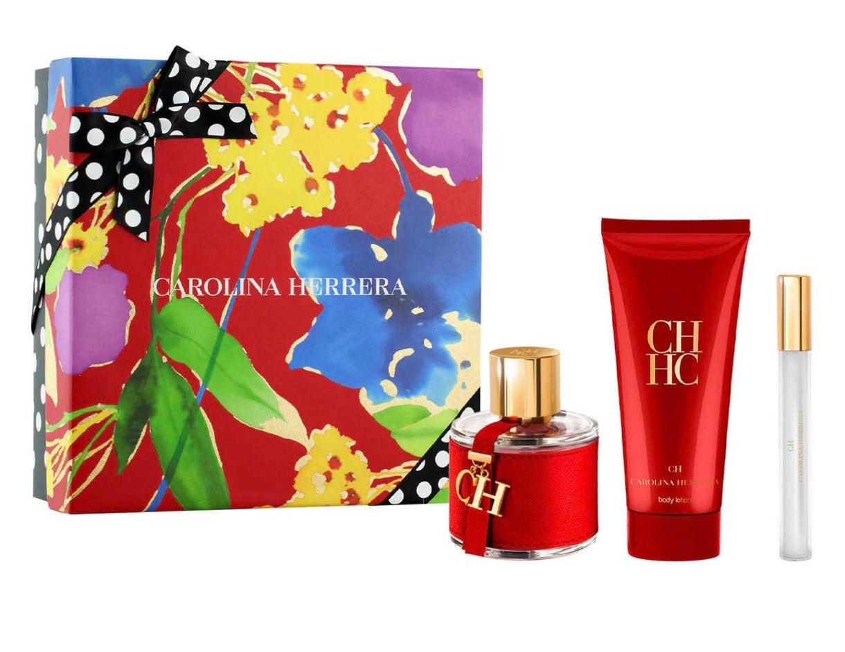 CALORINA HERRERA CH ESTUCHE 3 PIEZAS DAMA EDT 100ML + BODY LOTION 100ML + MINIATURA 10ML