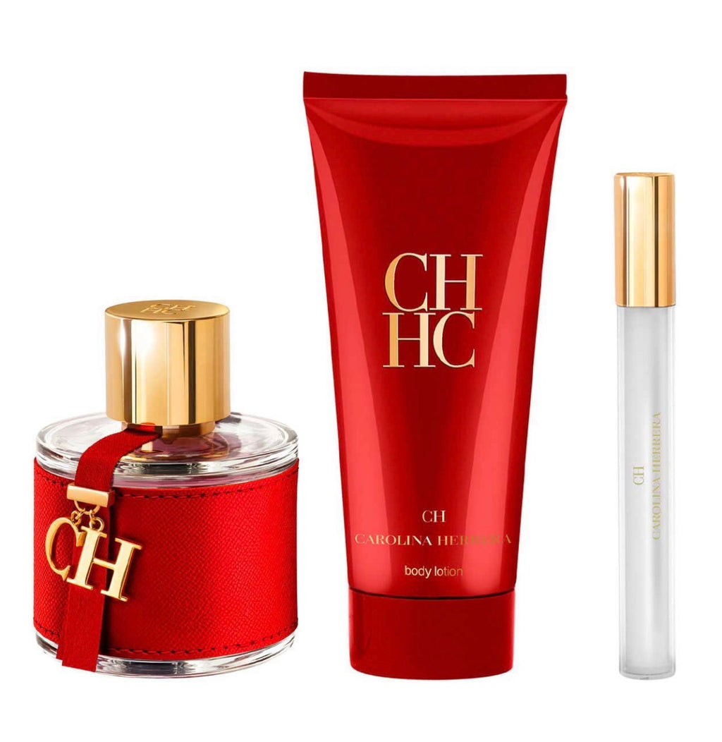 CALORINA HERRERA CH ESTUCHE 3 PIEZAS DAMA EDT 100ML + BODY LOTION 100ML + MINIATURA 10ML