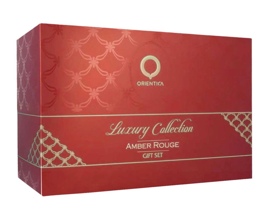 ORIENTICA AMBER ROUGE BOLSA SET 4 PIEZAS UNISEX EDP 80ML + EDP 7.5ML + MINI 10ML + BOLSA