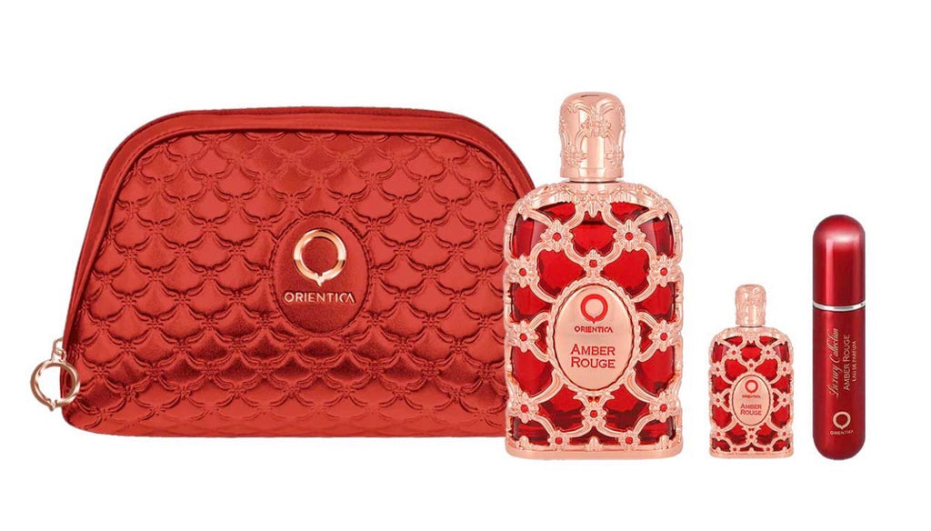 ORIENTICA AMBER ROUGE BOLSA SET 4 PIEZAS UNISEX EDP 80ML + EDP 7.5ML + MINI 10ML + BOLSA
